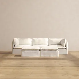 Modular Performance 3-Seater   Bench Ottoman in Mousse | Relaxed Blend