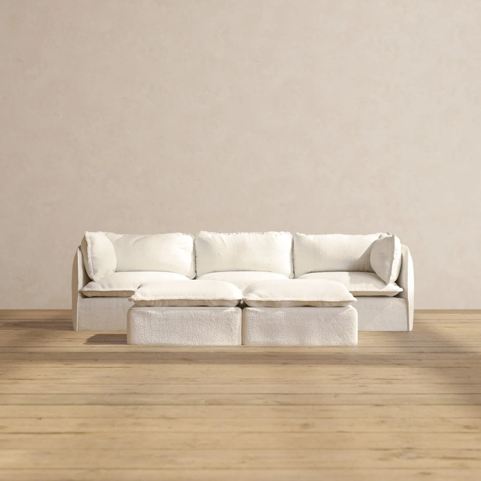 Modular Performance 3-Seater   Bench Ottoman in Mousse | Relaxed Blend