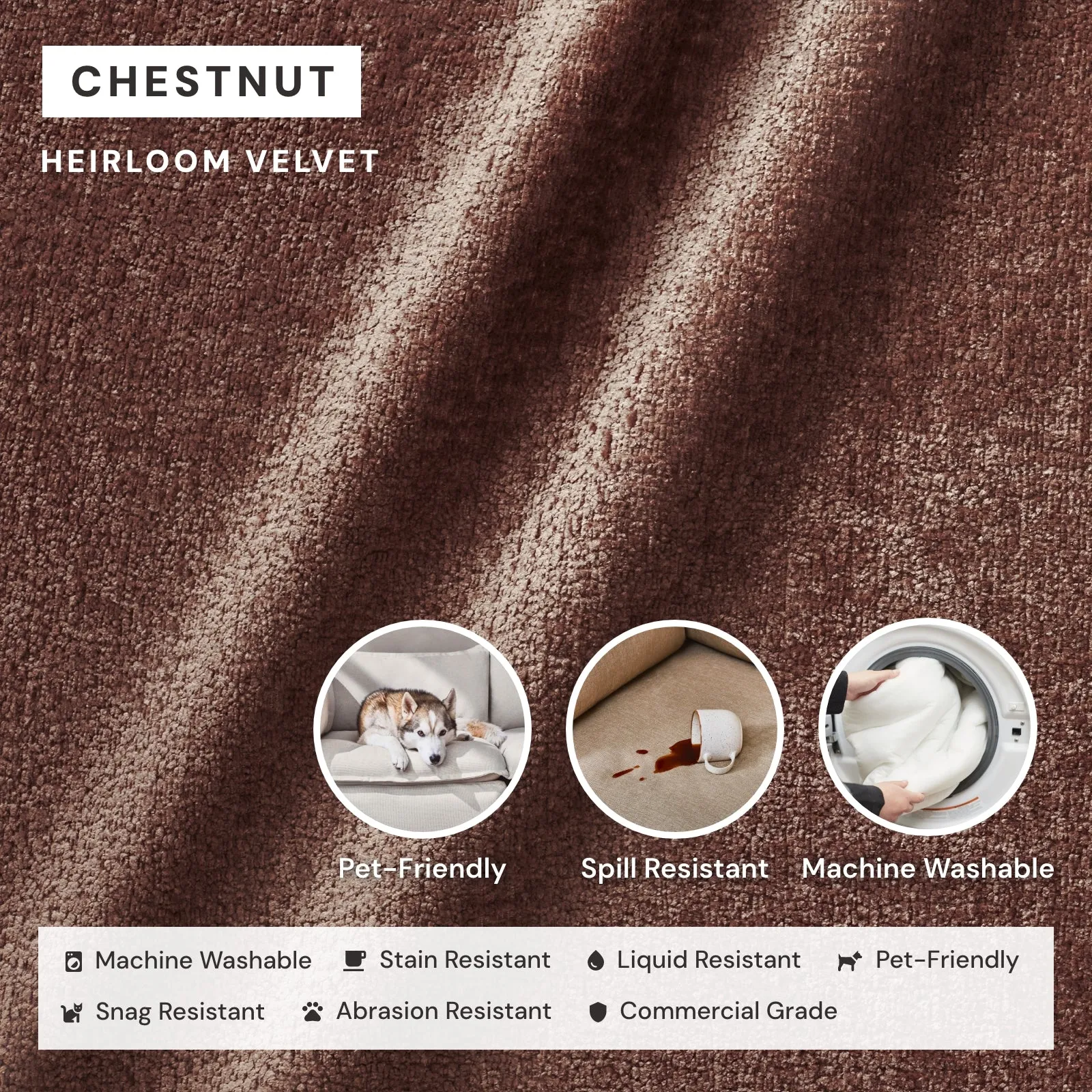 Modular Performance 6-Seater U-Sectional   Ottoman in Chestnut | Relaxed Blend