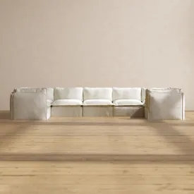 Modular Performance 7-Seater U-Sectional in Flour | Relaxed Blend