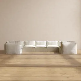 Modular Performance 9-Seater U-Sectional in Eggshell | Relaxed Blend