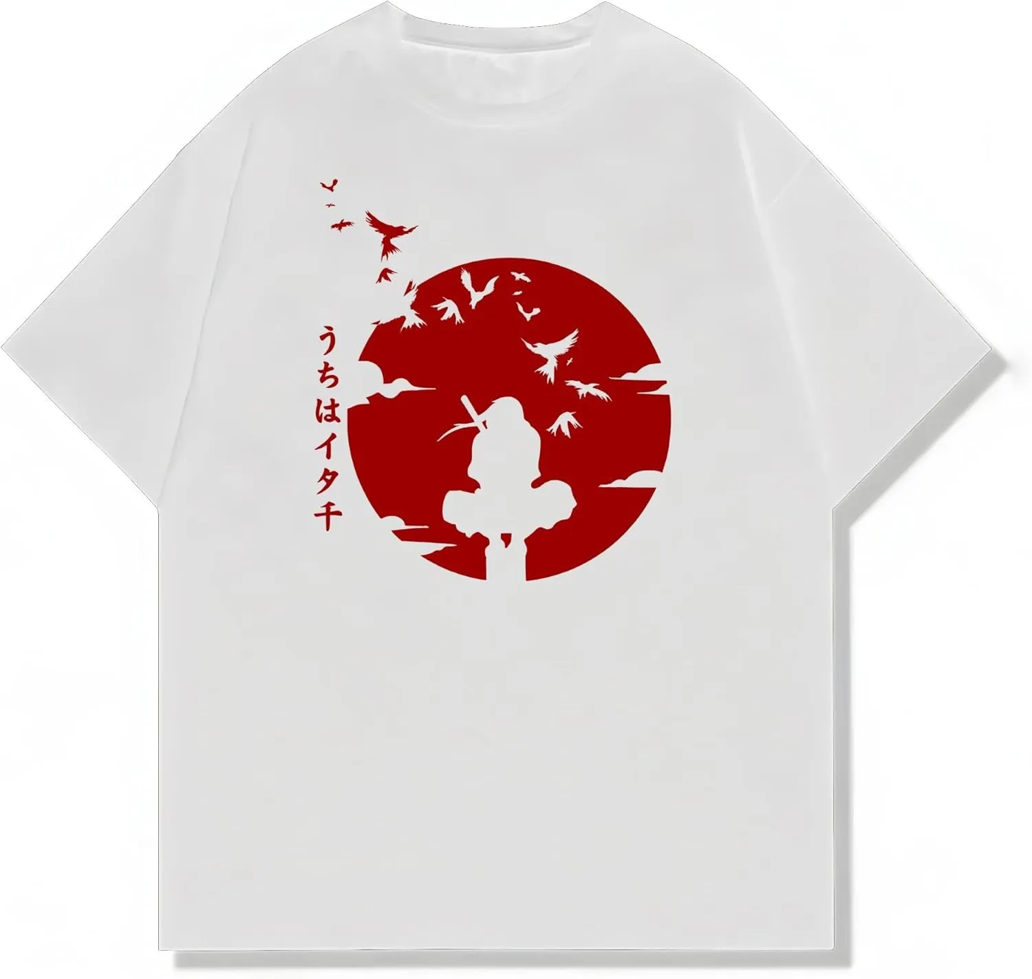 Naruto Shippuden, Itachi Uchiha, Anime Ninja Silhouette Tee, Unisex Vintage Y2K Oversized Graphic T-Shirt, Streetwear Style