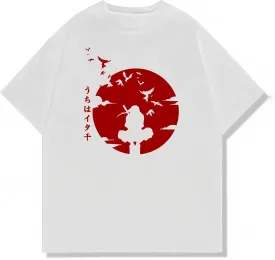 Naruto Shippuden, Itachi Uchiha, Anime Ninja Silhouette Tee, Unisex Vintage Y2K Oversized Graphic T-Shirt, Streetwear Style