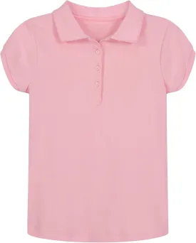 Nautica Girls' School Uniform Short Sleeve Polo Shirt, Button Closure, Soft Pique Fabric
