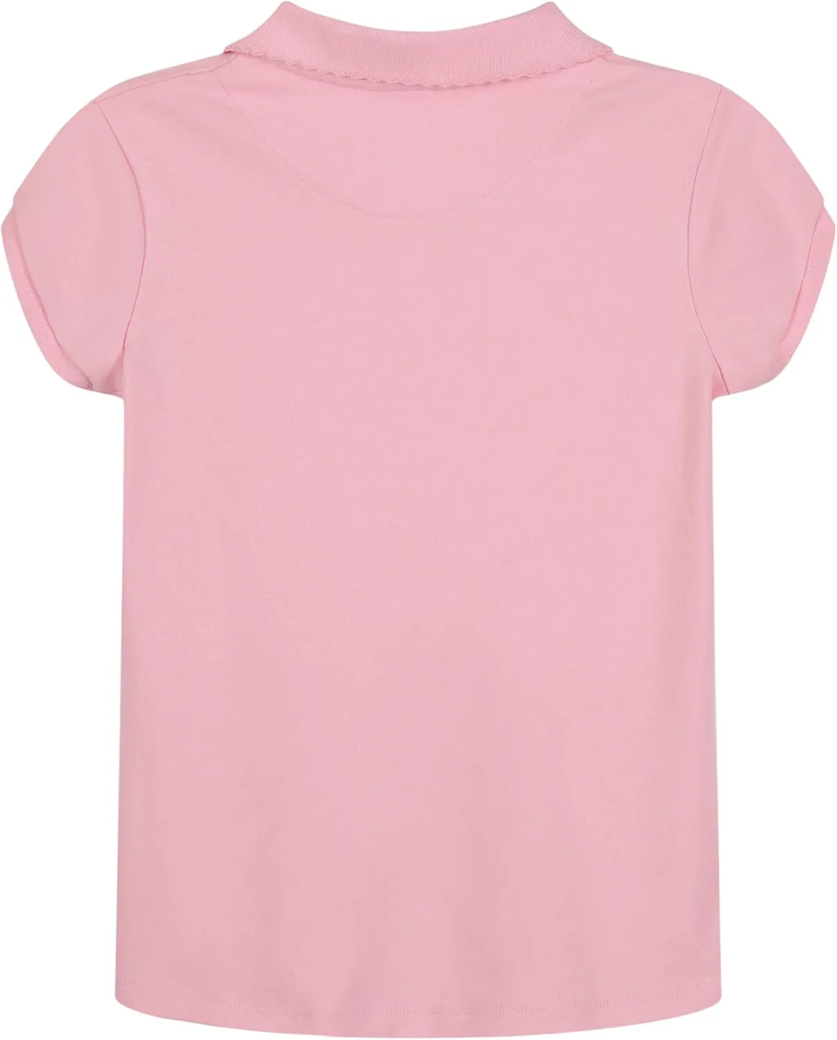 Nautica Girls' School Uniform Short Sleeve Polo Shirt, Button Closure, Soft Pique Fabric