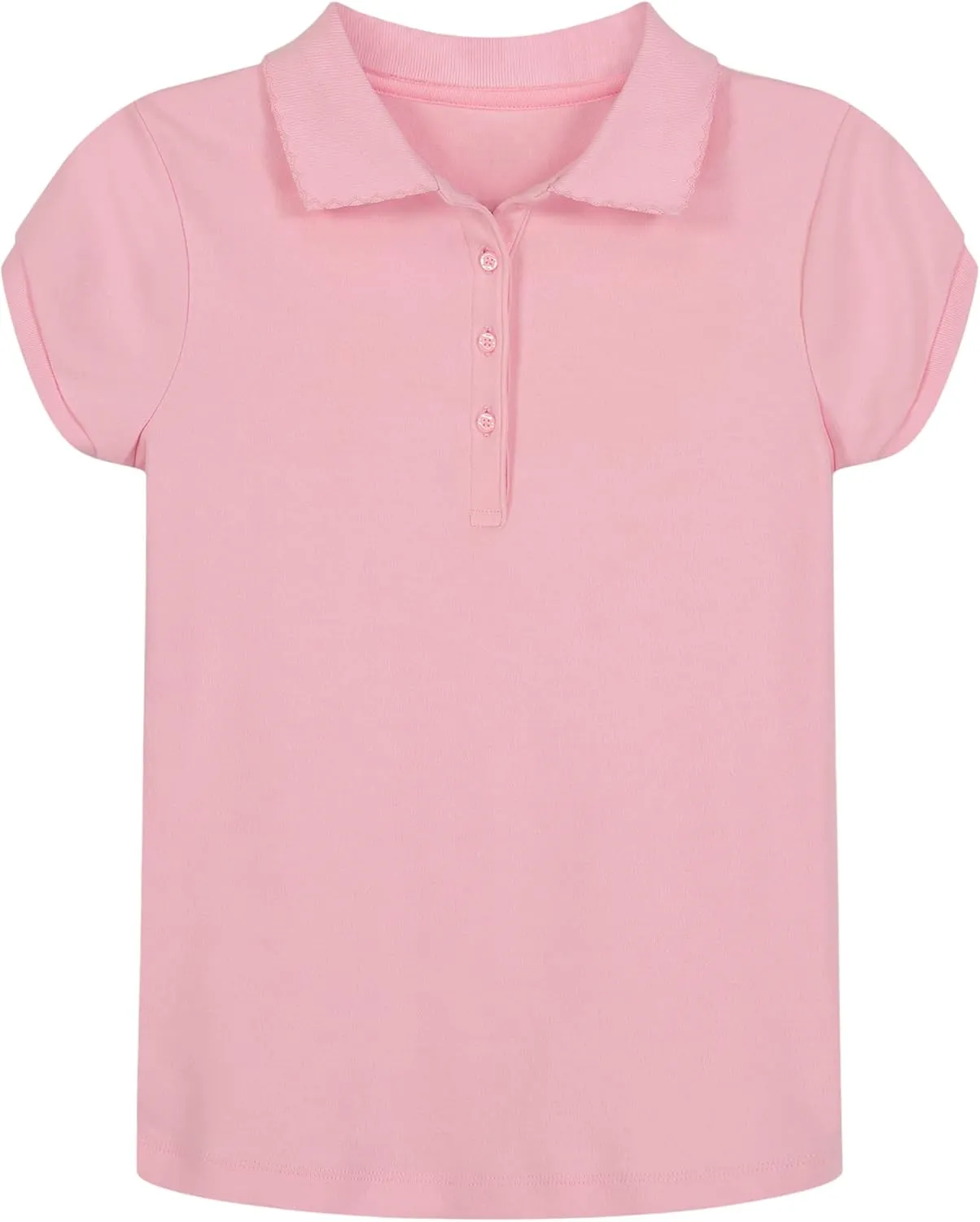 Nautica Girls' School Uniform Short Sleeve Polo Shirt, Button Closure, Soft Pique Fabric