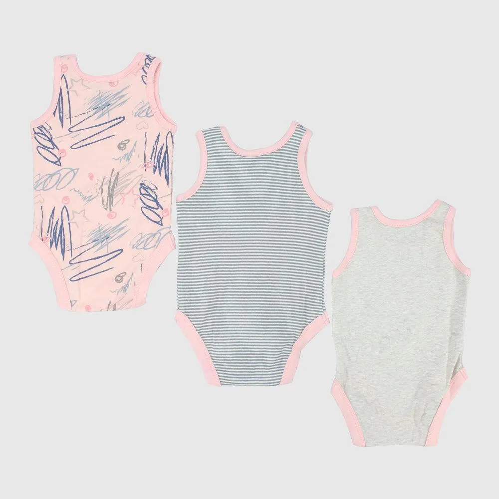 Pinkish Sleeveless Bodysuit (Pack Of 3)