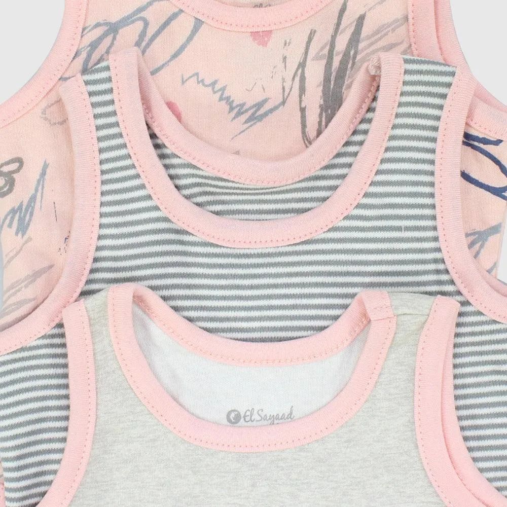 Pinkish Sleeveless Bodysuit (Pack Of 3)