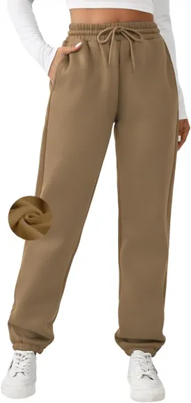 PINSPARK Women's Fleece Lined Sweatpants Winter Joggers Athletic Pants Casual Thick Warm Trousers Pockets