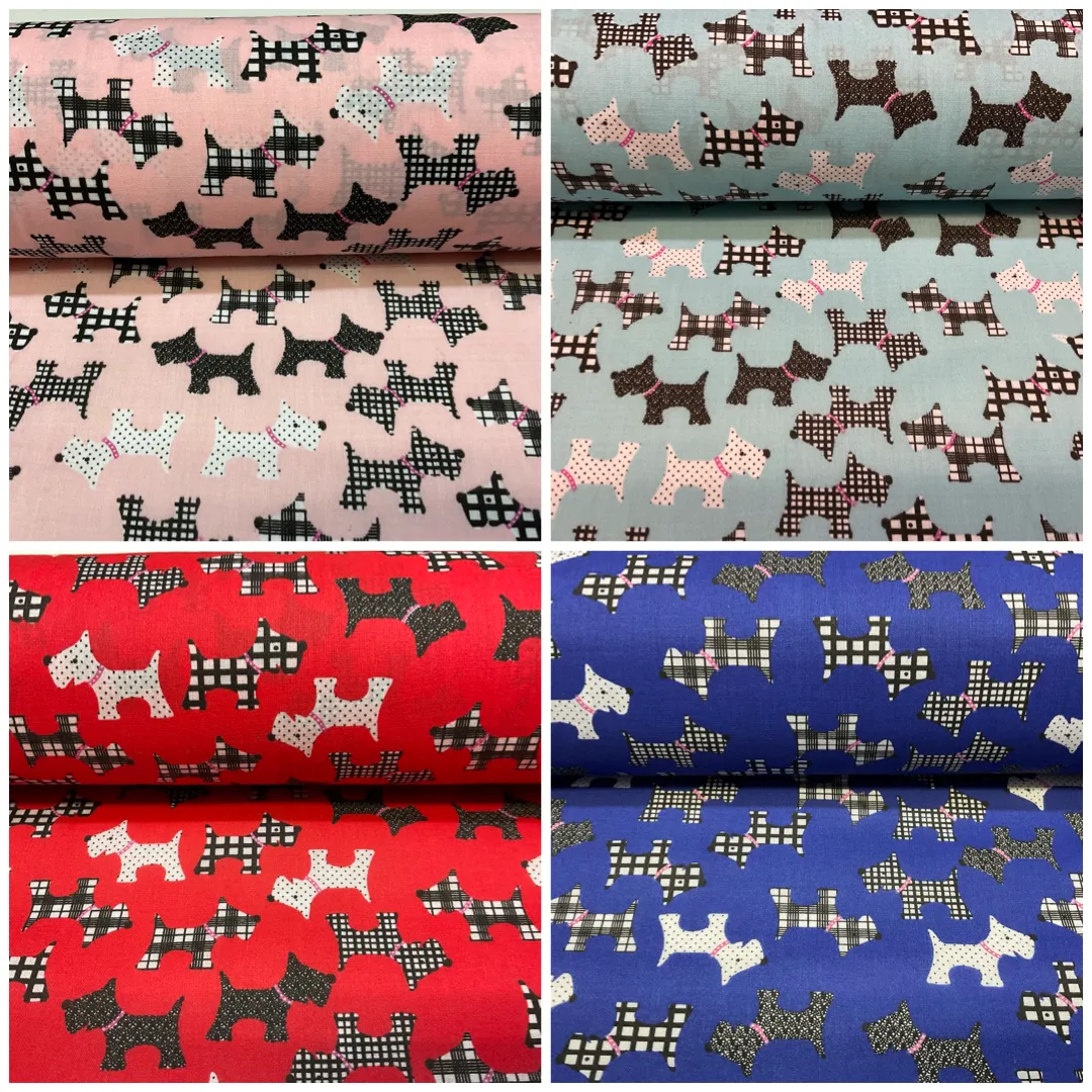 Scottie Dog Children's Poly cotton printed lightweight fabric M1640