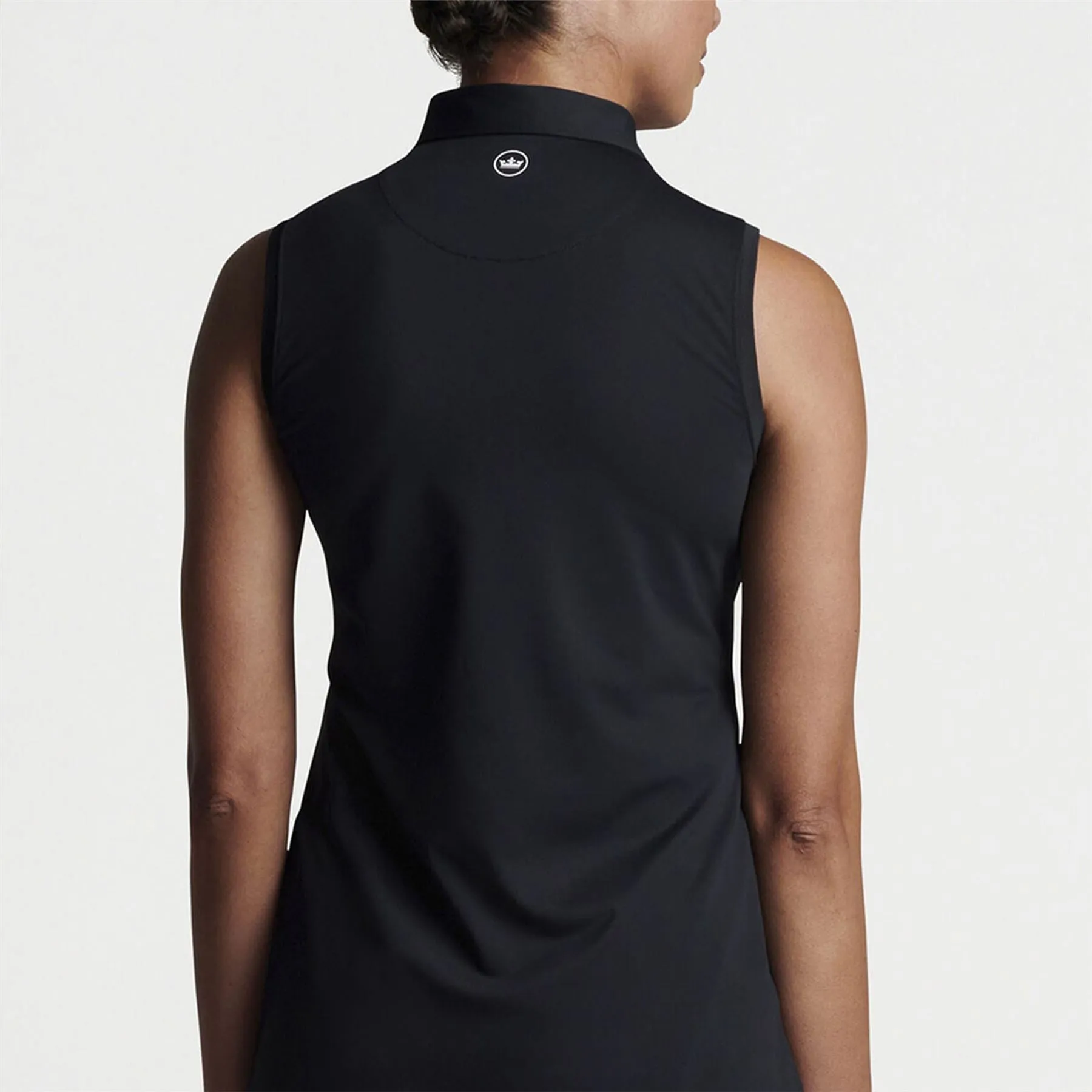 Womens Sleeveless Banded Button Polo Black - 2024