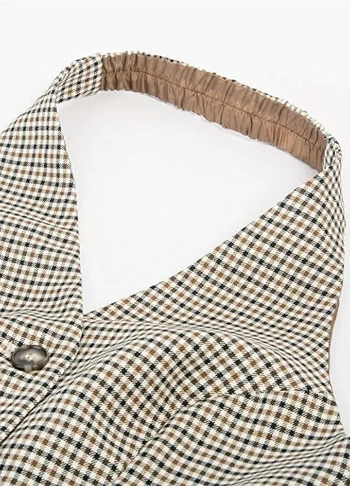 Women's Vintage  Halterneck Waistcoat, Dressy Suit Vest