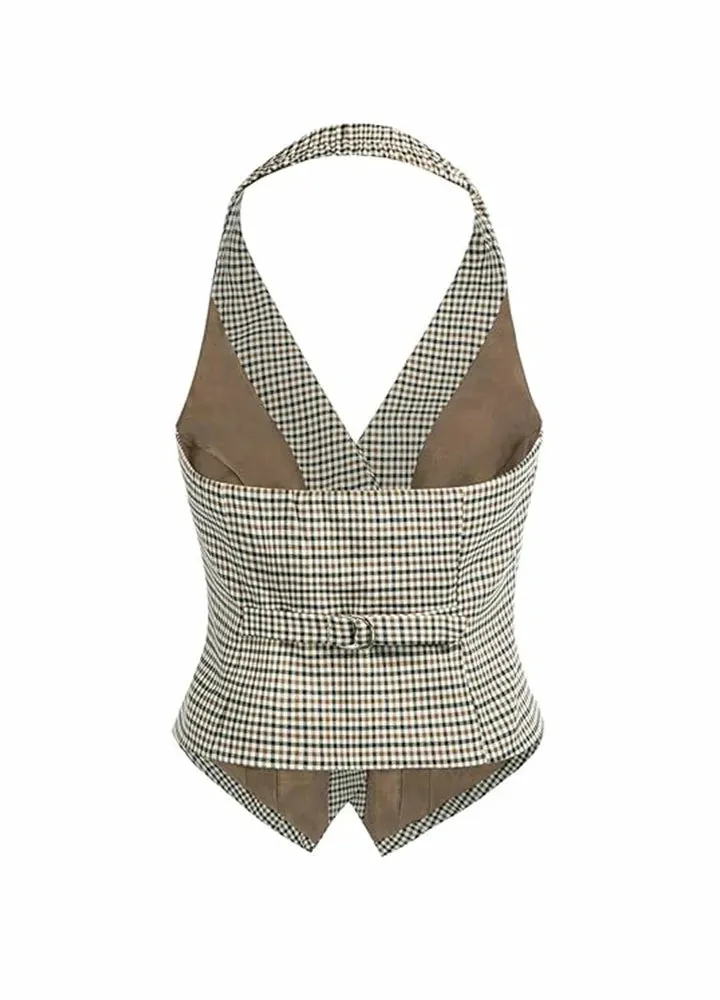 Women's Vintage  Halterneck Waistcoat, Dressy Suit Vest