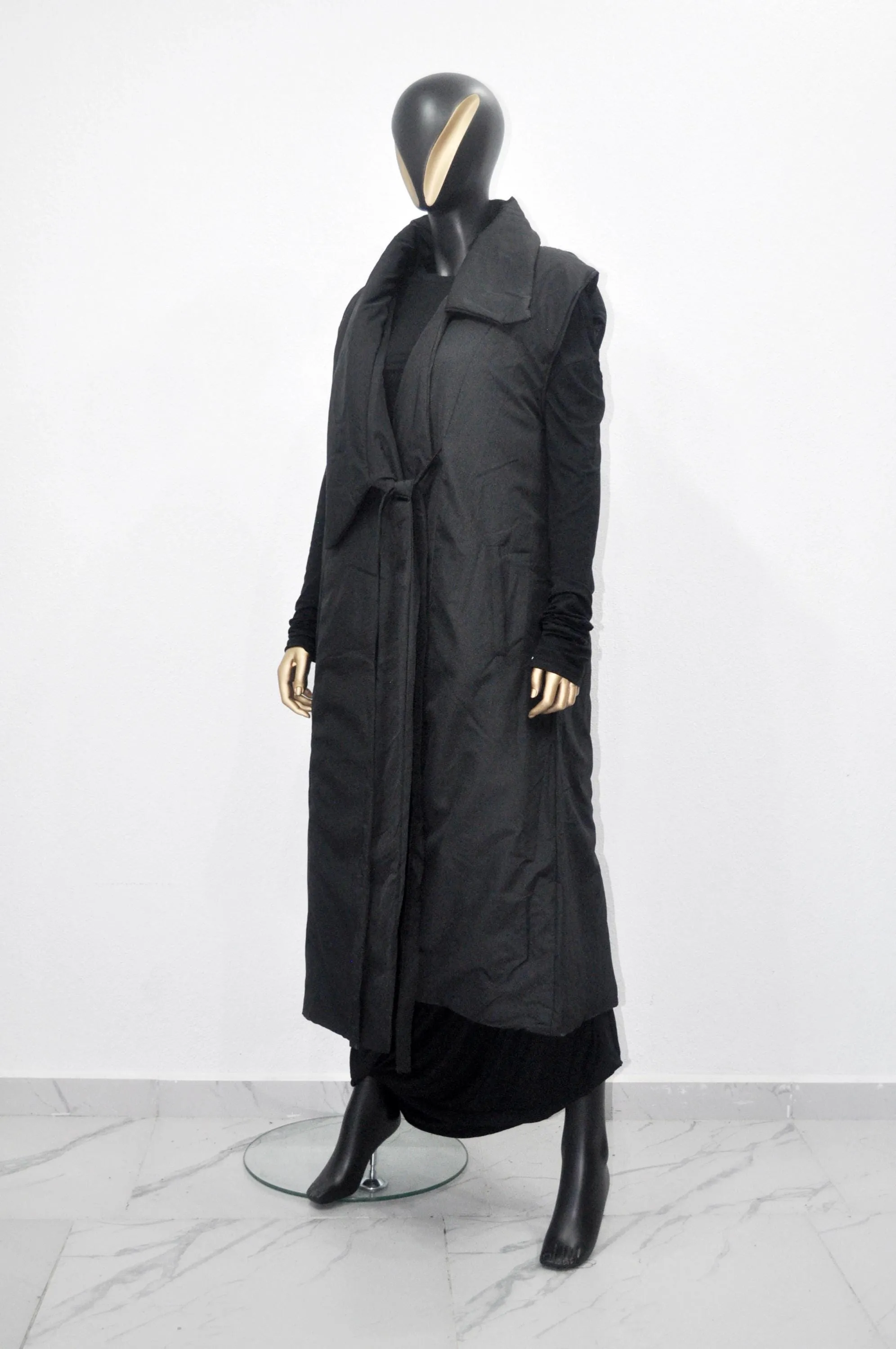 XS-8XL Women Art Loose Sleeveless Down KIMONA Vest ,Women Long Winter New Jacket-BB931
