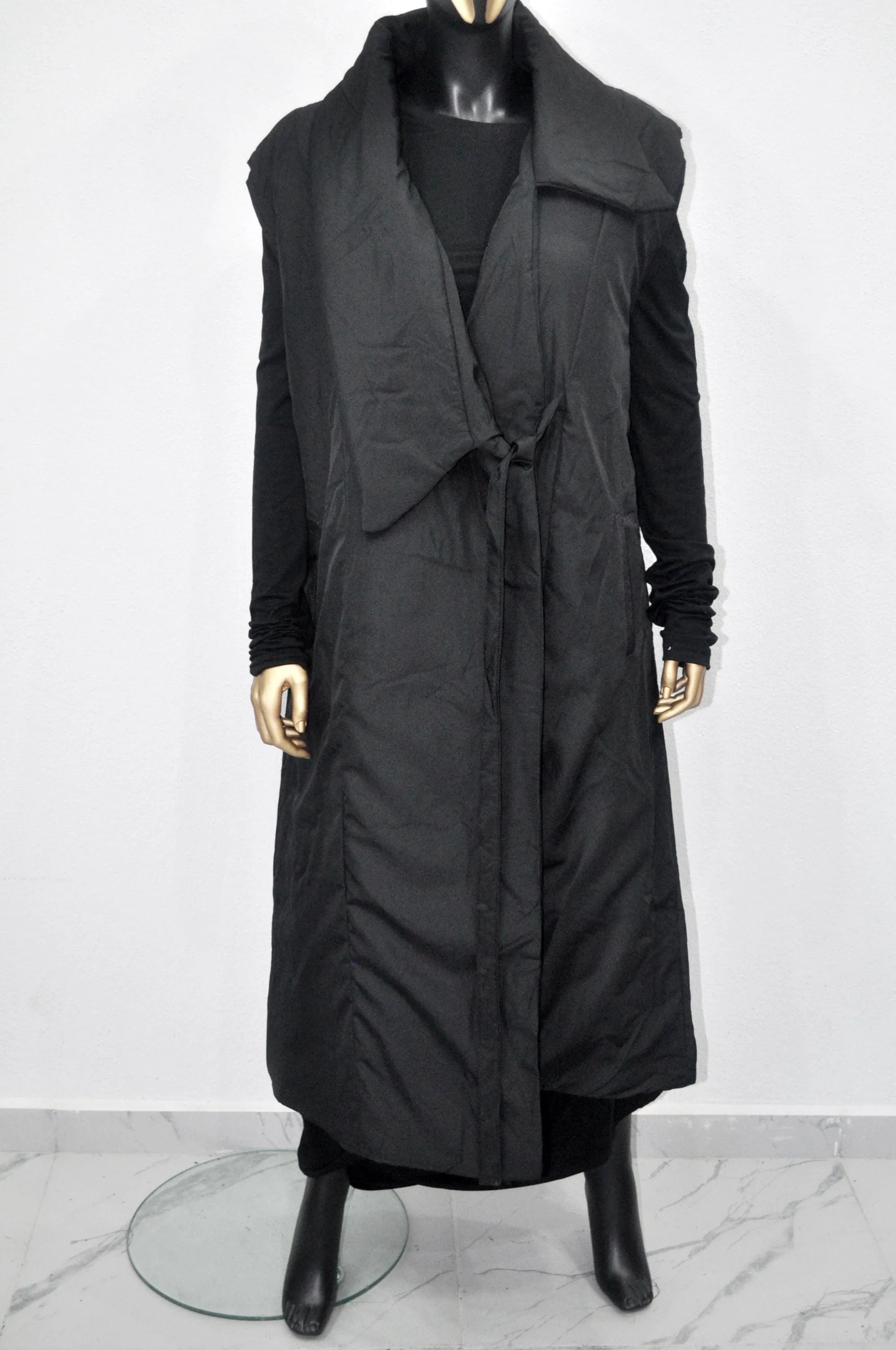 XS-8XL Women Art Loose Sleeveless Down KIMONA Vest ,Women Long Winter New Jacket-BB931