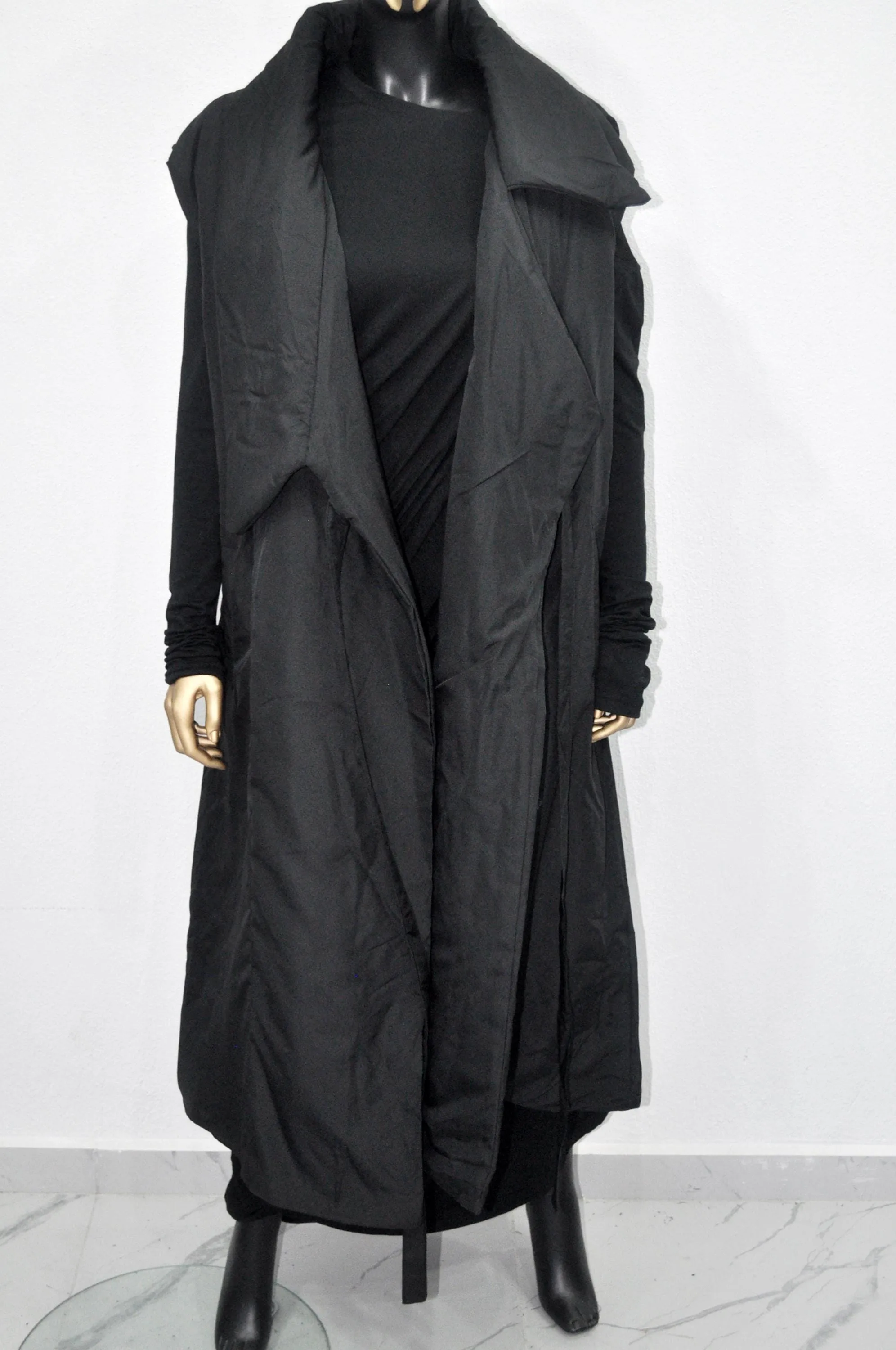 XS-8XL Women Art Loose Sleeveless Down KIMONA Vest ,Women Long Winter New Jacket-BB931